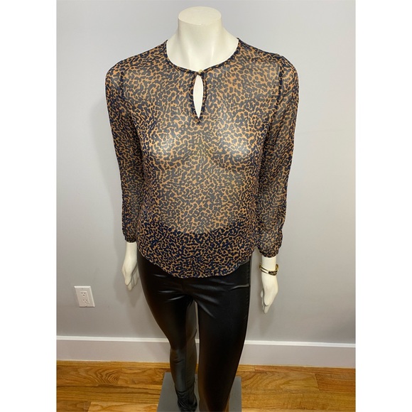 Banana Republic Knit Keyhole Animal Print Blouse - Picture 5 of 16